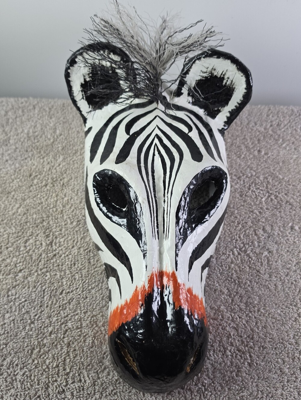 Hand-Painted Paper-mache Zebra Mask - Picture 8 of 9